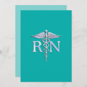 Invitation Infirmière autorisée RN Caduceus sur Turquoise (Devant / Derrière)