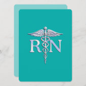 Invitation Infirmière autorisée RN Caduceus sur Turquoise (Devant / Derrière)