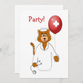 Invitation Infirmière de chat de bande dessinée avec le (Devant / Derrière)