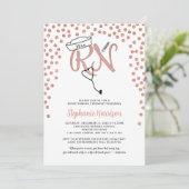 Invitation Infirmière de la RN graduation rose en or confetti (Debout devant)