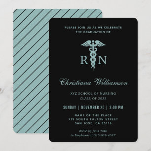Invitation Infirmière diplômée Caducée Minimaliste Remise des