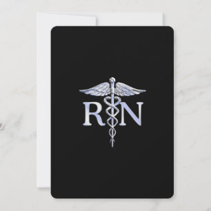 Invitation Infirmière diplômée RN Caducée d'argent sur fond n
