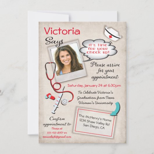 Invitation Infirmière Docteur Médicale de diplôme Prescriptio (Devant)