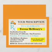 Invitation Infirmière Docteur Médicale Diplôme étiquette d'or (Devant / Derrière)