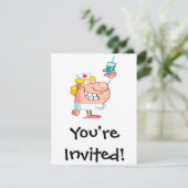 Invitation infirmière drôle avec une seringue dessin animé (Debout devant)