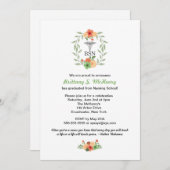 Invitation Infirmière florale de caducée goupillant (Devant / Derrière)