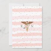 Invitation Infirmière florale rose pâle Élégante fête de grad (Dos)