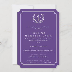 Invitation Infirmière inscrite en pourpre/blanc Asclepius Gra