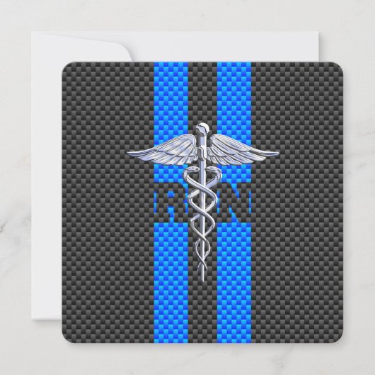 Invitation Infirmière inscrite RN Caduceus Carbon Decor (Devant)