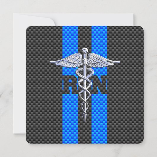 Invitation Infirmière inscrite RN Caduceus Carbon Decor (Devant)