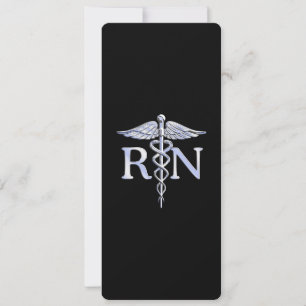 Invitation Infirmière inscrite RN Silver Caduceus en noir