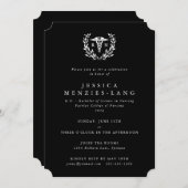 Invitation Infirmière noire Caduceus+Laurel Wreath (Devant / Derrière)