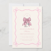 Invitation Infirmière Photo Coquette Pink Bow Élégante gradua (Devant)