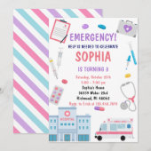 Invitation Infirmière pour enfants numérique personnelle fête (Devant / Derrière)