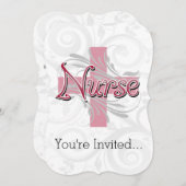 Invitation Infirmière rose de croix/remous (Devant / Derrière)