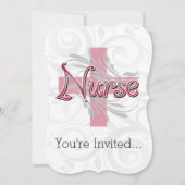 Invitation Infirmière rose de croix/remous (Devant)