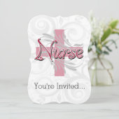 Invitation Infirmière rose de croix/remous (Debout devant)