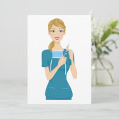 Invitation Infirmière souriante avec seringue (Debout devant)