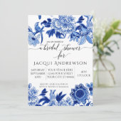 Invitation Influence asiatique bleu blanc floral 2 Baby Showe (Debout devant)