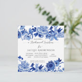 Invitation Influence asiatique Bleu Blanc Floral Bridesmaid (Debout devant)