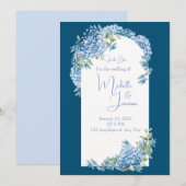 Invitation Influence asiatique Bleu Blanc Mariage floral (Devant / Derrière)