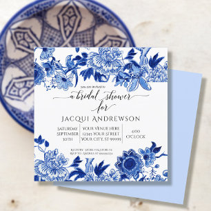 Invitation Influence asiatique Bleu clair Floral  Fête des ma