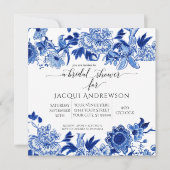 Invitation Influence asiatique Bleu clair Floral |Fête des ma (Devant)