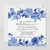 Invitation Influence asiatique Chinoiserie Floral Anniversair (Devant)