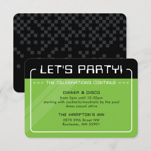 Invitation INFO DU PARTI INSCRIRE le joueur moderne noir vert (Devant / Derrière)