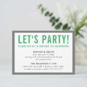 Invitation INFO FÊTE MODERNE garçon gris vert gras (Debout devant)