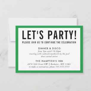 Invitation INFO FÊTE MODERNE gras vert gazon kelly