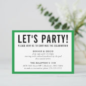 Invitation INFO FÊTE MODERNE gras vert gazon kelly (Debout devant)