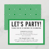 Invitation INFO FÊTE MODERNE gras vert gazon kelly (Devant / Derrière)
