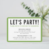 Invitation INFO FÊTE MODERNE noir vert gras (Debout devant)