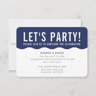 Invitation INFO FÊTE MODERNE vague audacieuse bleu marine