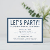 Invitation INFO FÊTE SIMPLE bloc moderne marine (Debout devant)