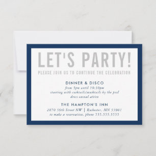Invitation INFO FÊTE simple moderne gris marine