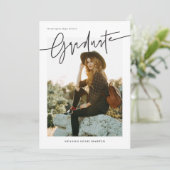 Invitation Informal Script Graduation Announcement Card  (Debout devant)