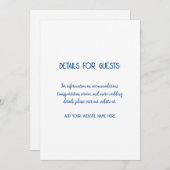 Invitation Information du mariage Invités Bleu Blanc 2024 (Devant / Derrière)