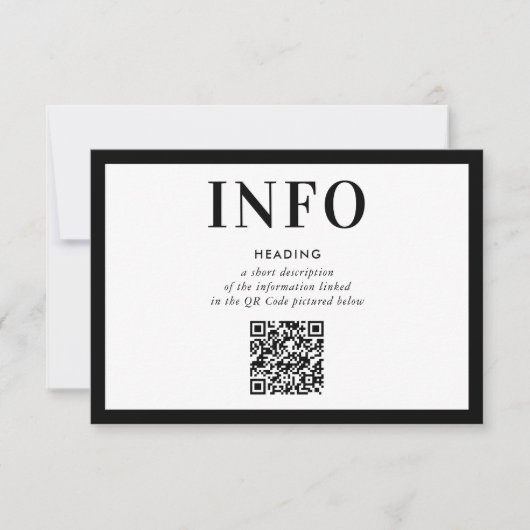 Invitation INFORMATION INSÉRER un code QR noir moderne simple (Devant)