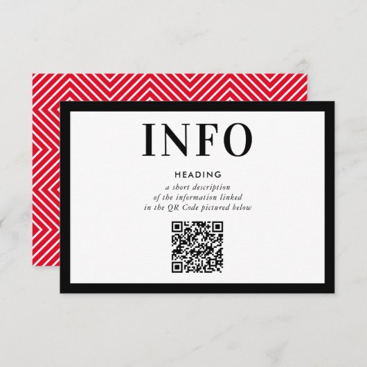 Invitation INFORMATION INSÉRER un code QR noir moderne simple (Devant / Derrière)
