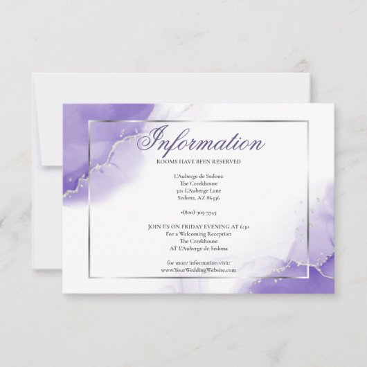 Invitation Informations Argent Script Violet Améthyste (Devant)