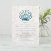 Invitation Informations de mariage coquillage rustique bleu r (Debout devant)
