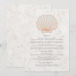Invitation Informations de mariage coquillage rustique orange