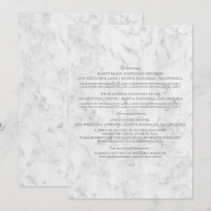 Invitation Informations de mariage élégantes en marbre gris