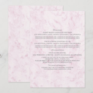 Invitation Informations de mariage élégantes en marbre rose B