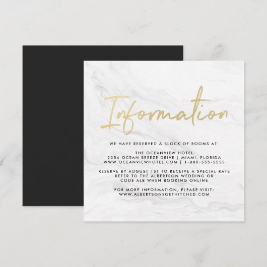 Invitation Informations de mariage en écriture moderne sur ma (Devant / Derrière)