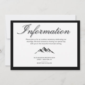 Invitation Informations de mariage en plein air avec calligra