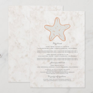 Invitation Informations de mariage étoile de mer rustique ora