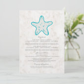Invitation Informations de mariage étoile de mer rustique tur (Debout devant)